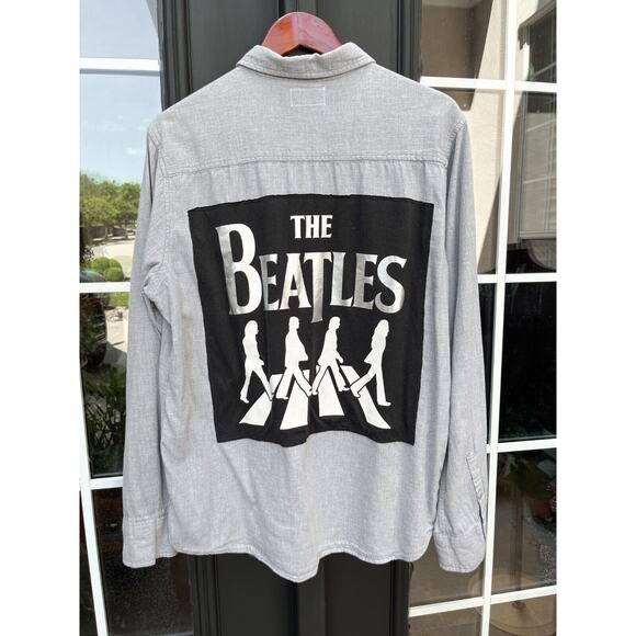 Zombie Killer Designs The Beatles Shirt XL Gray Chambray Button Down Long Sleeve - Picture 1 of 10